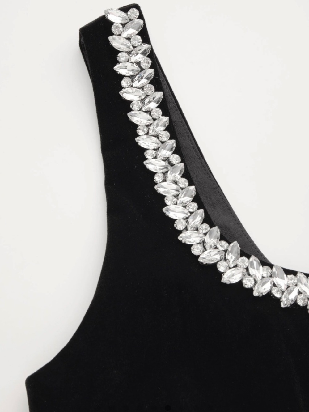 VELVET RHINESTONE RUFFLE MAXI DRESS - Picture 3 of 4